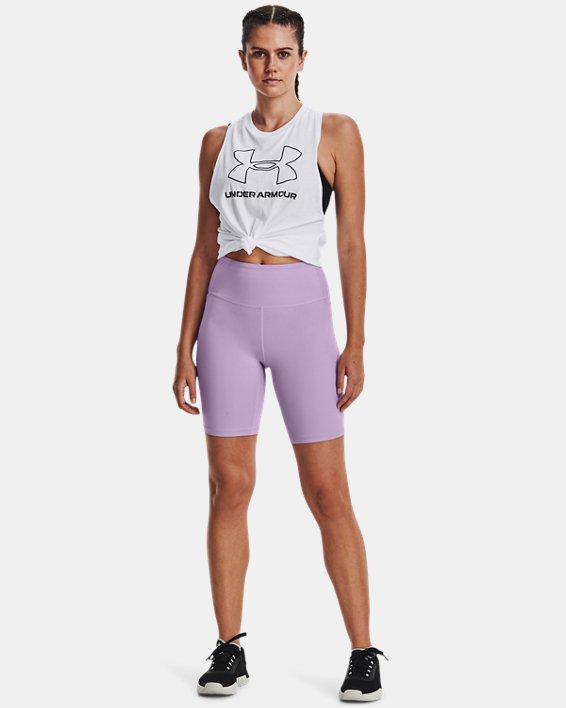 Women's UA Meridian Bike Shorts, Purple, pdpMainDesktop image number 2